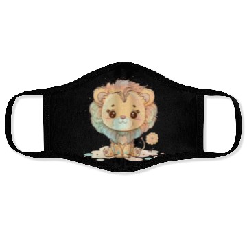 Discover Cute Lion Pastel Drawing Face Masks