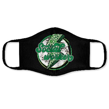Discover Leopard Lightning Shamrock Social Worker Day Face Masks