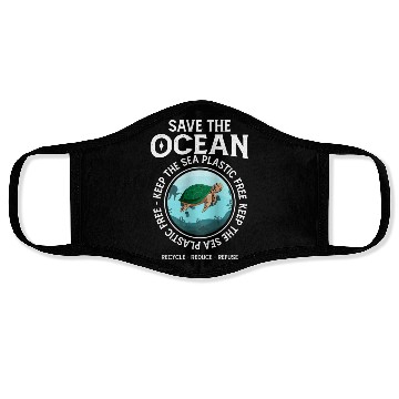 Discover Save The Ocean Keep The Sea Plastic Free Turtle Face Masks