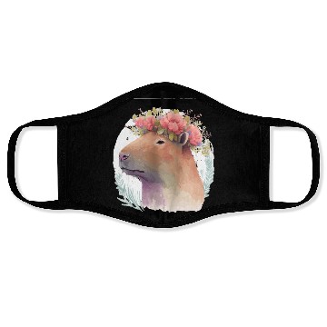 Discover Watercolor Capybara Rodent Flower Crown Animal Lov Face Masks