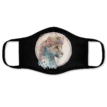 Discover Cute Cheetah Flower Crown Floral Watercolor Animal Face Masks