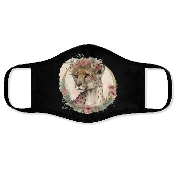 Discover Cute Watercolor Cheetah Flower Crown Safari Animal Face Masks