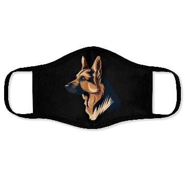 Discover GERMAN SHEPHERD ART PETS PUPPY DOG ANIMALS DRAWING Face Masks