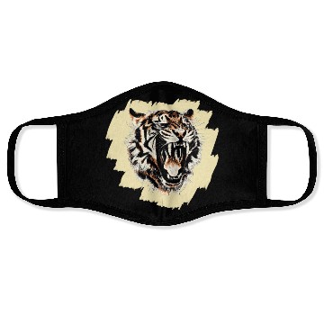 Discover Cool tiger motif on background Face Masks