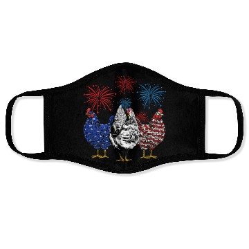 Discover Funny Chickens American Flag Patriotic Farmer 4th Face Masks