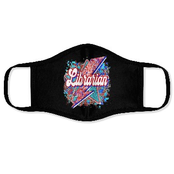 Discover Leopard Lightning Bolt Librarian Teacher Book Face Masks