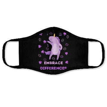 Discover Embrace differences dancing unicorn Autism Face Masks
