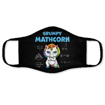 Discover Funny Math Teacher Grumpy Unicorn Face Masks