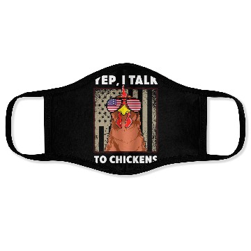 Discover Chicken Funny I Talk to Chickens Farmer Face Masks