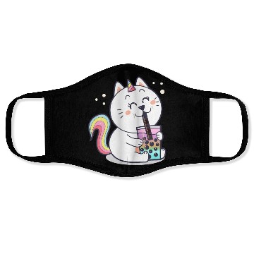 Discover Bubble Tea Cute Kawaii Unicorn Cat Japanese Face Masks