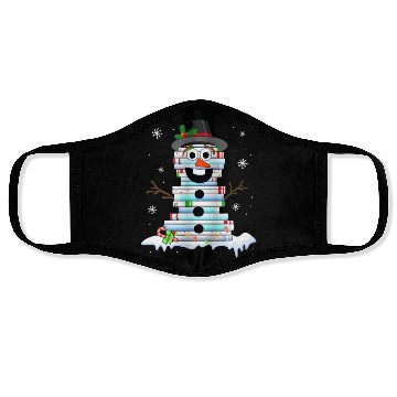 Discover snowman book stack librarian book lover christmas Face Masks