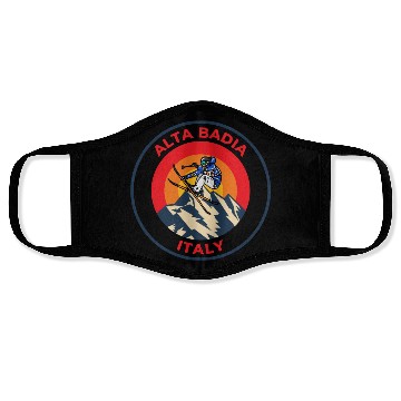 Discover Vintage Cool Skiing in Alta Badia Italy Sunset Face Masks