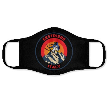 Discover Vintage Cool Skiing in Sestriere Italy Sunset Face Masks