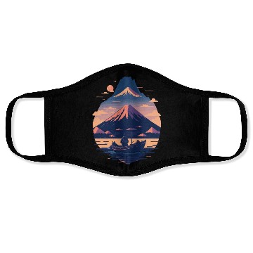 Discover Serene Mount Fuji Sunset Peaceful River Scenery Face Masks