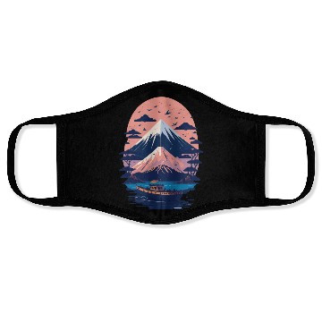 Discover Serene Mount Fuji Sunset Peaceful River Scenery Face Masks