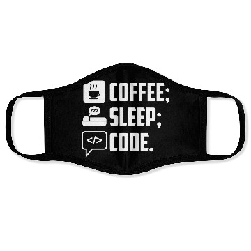 Discover Coffee Sleep Code Loop funny programmer lifestyle Face Masks