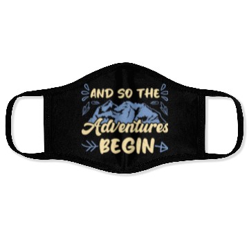 Discover And so the Adventure begins Wanderlust Hiking Face Masks