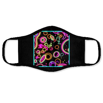 Discover Colorful Circle Neon Patterns Art Design Face Masks