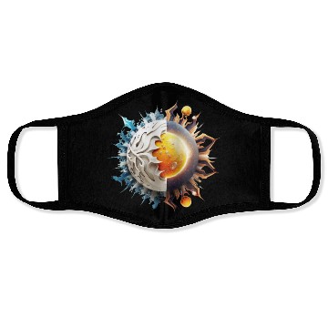Discover White background sun planet logo fantasy Face Masks