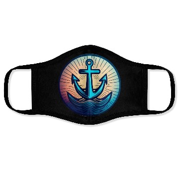 Discover Sailing Motor Boat Anchor Around Sunset Face Masks