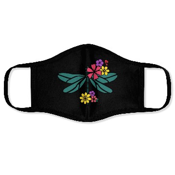 Discover dragonfly with colorful flowers Face Masks