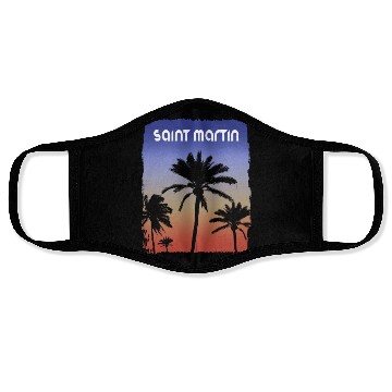 Discover Saint Martin Sunset Vacation Souvenir Palm Tree Face Masks