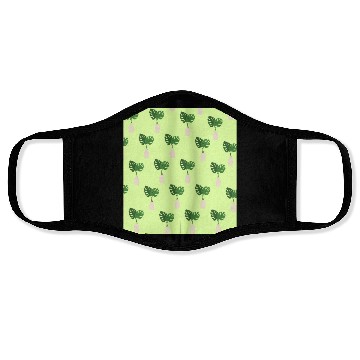 Discover Green Tropical Palm Leaves In A Grey Vessel Face Masks