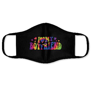Discover I Love My Boyfriend Groovy Red Heart My Boyfriend Face Masks