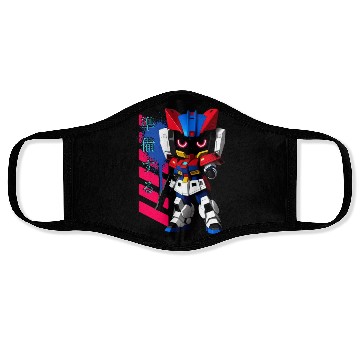 Discover Chibi Mecha: A Cute Cyberpunk Design 2 Face Masks