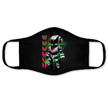 Discover Chibi Mecha: A Cute Cyberpunk Design 1 Face Masks