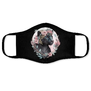 Discover Floral Black Leopard Watercolor Flower Crown Graph Face Masks