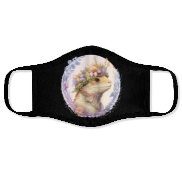 Discover Floral Bearded Dragon Flower Crown Pet Lizard Love Face Masks