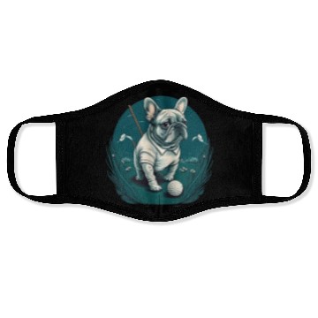 Discover French Bulldog | Golf Sport Player Cute Frenchie Face Masks