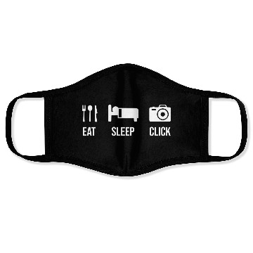 Discover Eat Sleep Click Photography Design Face Masks
