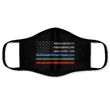 Discover Thin Blue Green Red Line American Flag Support Face Masks