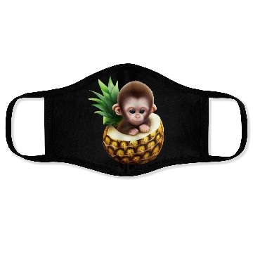 Discover Little monkey in a pineapple Face Masks