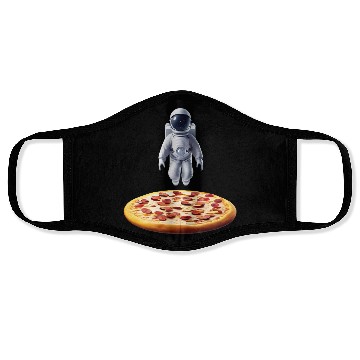 Discover Hovering astronaut over pizza Face Masks