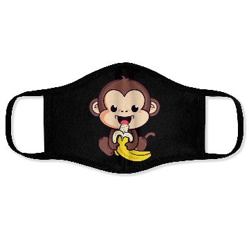 Discover cute monkey eats a banana Face Masks