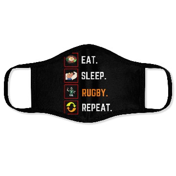 Discover Funny Eat Sleep rugby Repeat Gift Face Masks