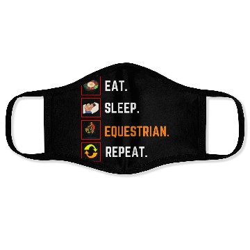 Discover Funny Eat Sleep equestrian Repeat Gift Face Masks