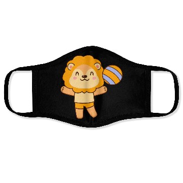 Discover Lion playing volleyball Face Masks