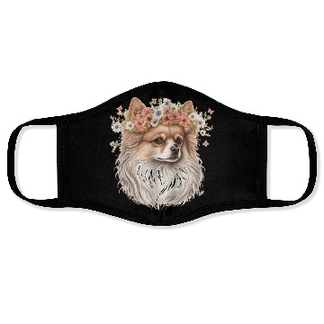 Discover Cute Pomeranian Pom Flower Crown Pet Dog Breed Flo Face Masks