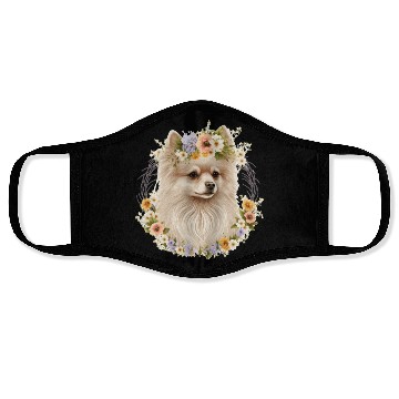 Discover Cute Pomeranian Pom Flower Crown Pet Dog Breed Flo Face Masks