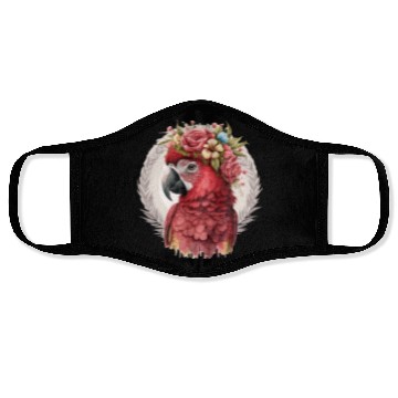 Discover Scarlet Macaw Parrot Watercolor Bird Flower Crown Face Masks