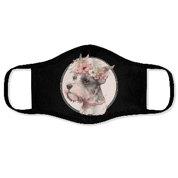 Discover Cute Miniature Mini Schnauzer Flower Crown Pet Dog Face Masks
