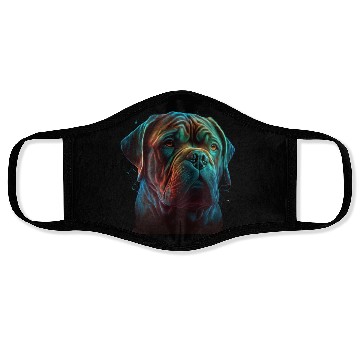 Discover AI-Generated Dogue de Bordeaux Neon Art Face Masks