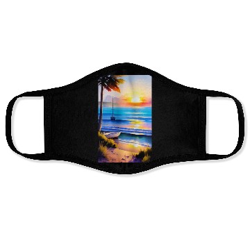 Discover A sunrise with a seaside view-2 Face Masks