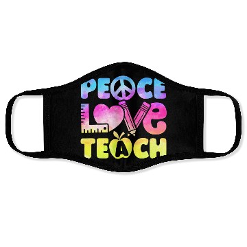 Discover Teacher Peace Love Teach First Day Back To School Face Masks