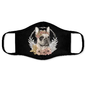 Discover Cute French Bulldog Frenchie Flower Crown Pet Dog Face Masks