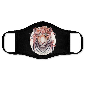 Discover Watercolor Flower Tiger Chinese Zodiac Animal Sign Face Masks